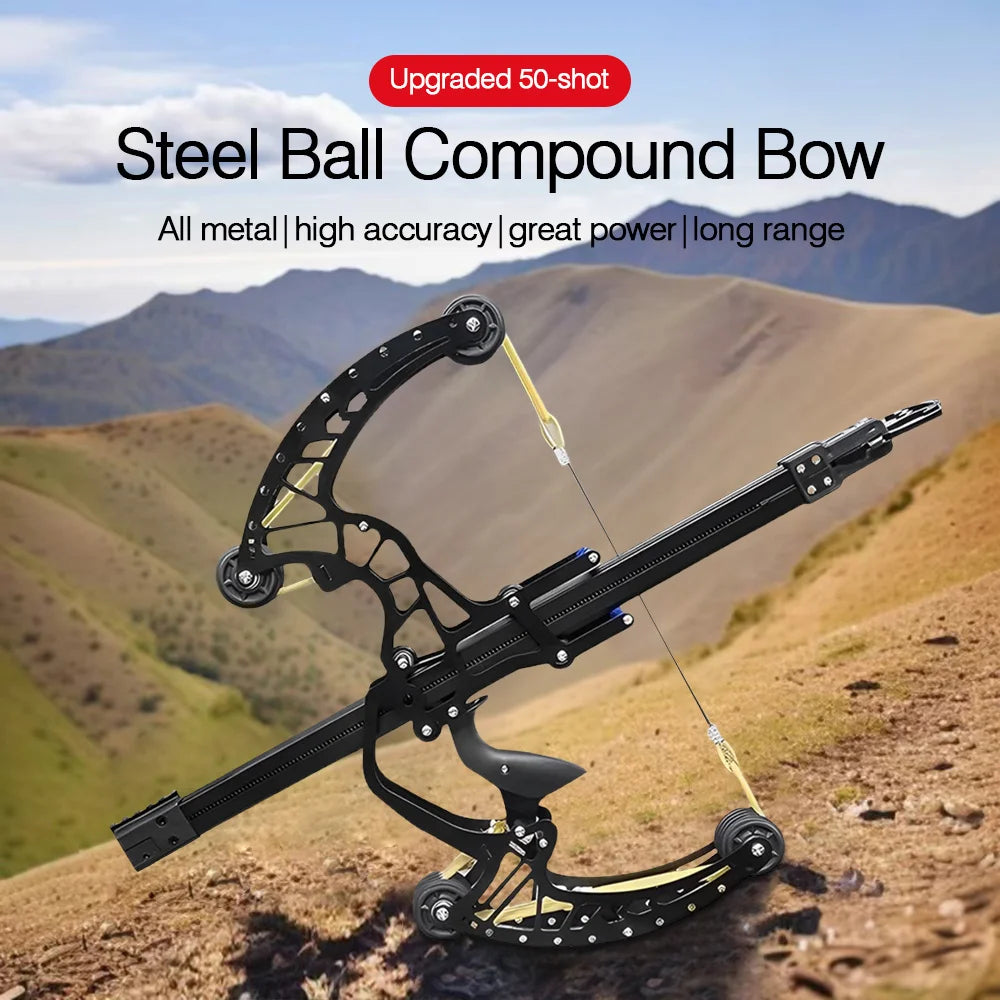 High Precision 50-Shot Full Metal Compound Bow, Steel Ball/Arrow with Sight