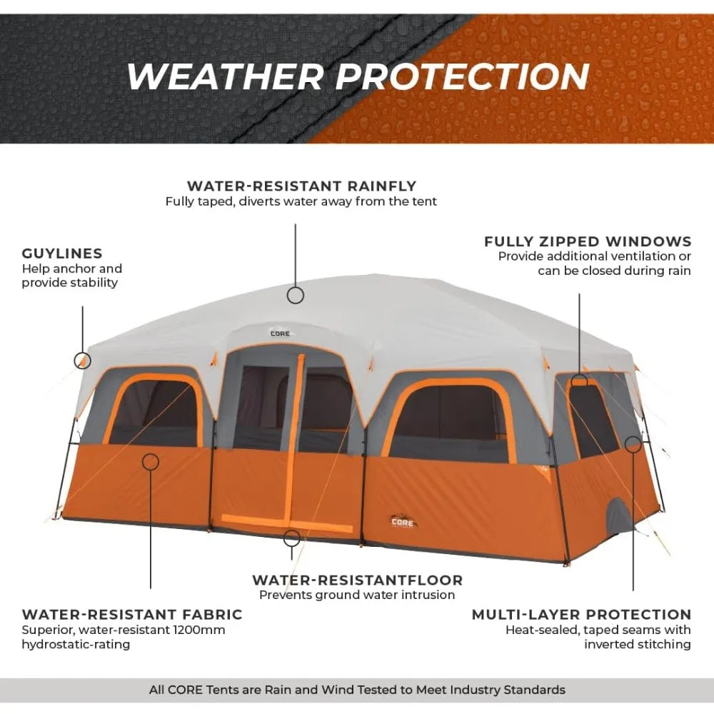 Tent for Family Camping 10 Person / 11 Person / 12 Person, Large Multi Room