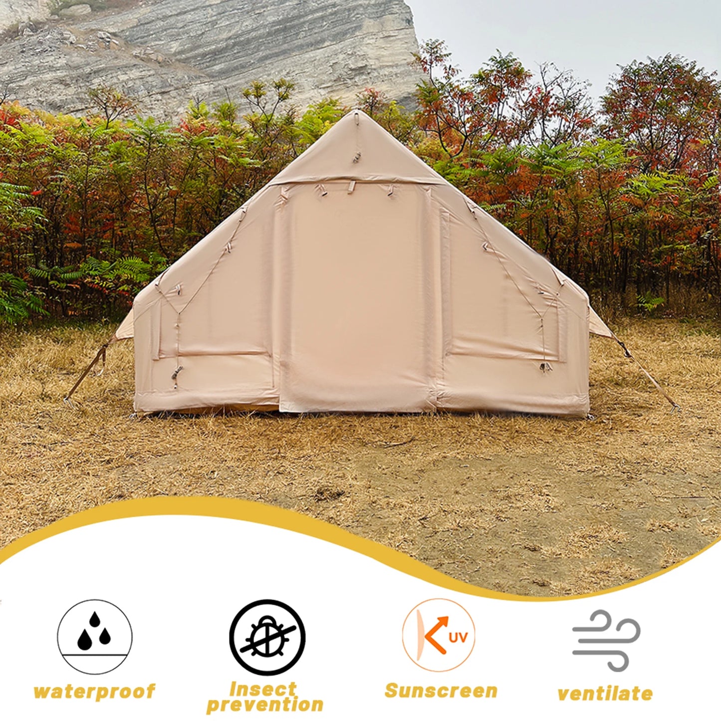 Inflatable Camping Tent Easy Setup, Waterproof, Windproof