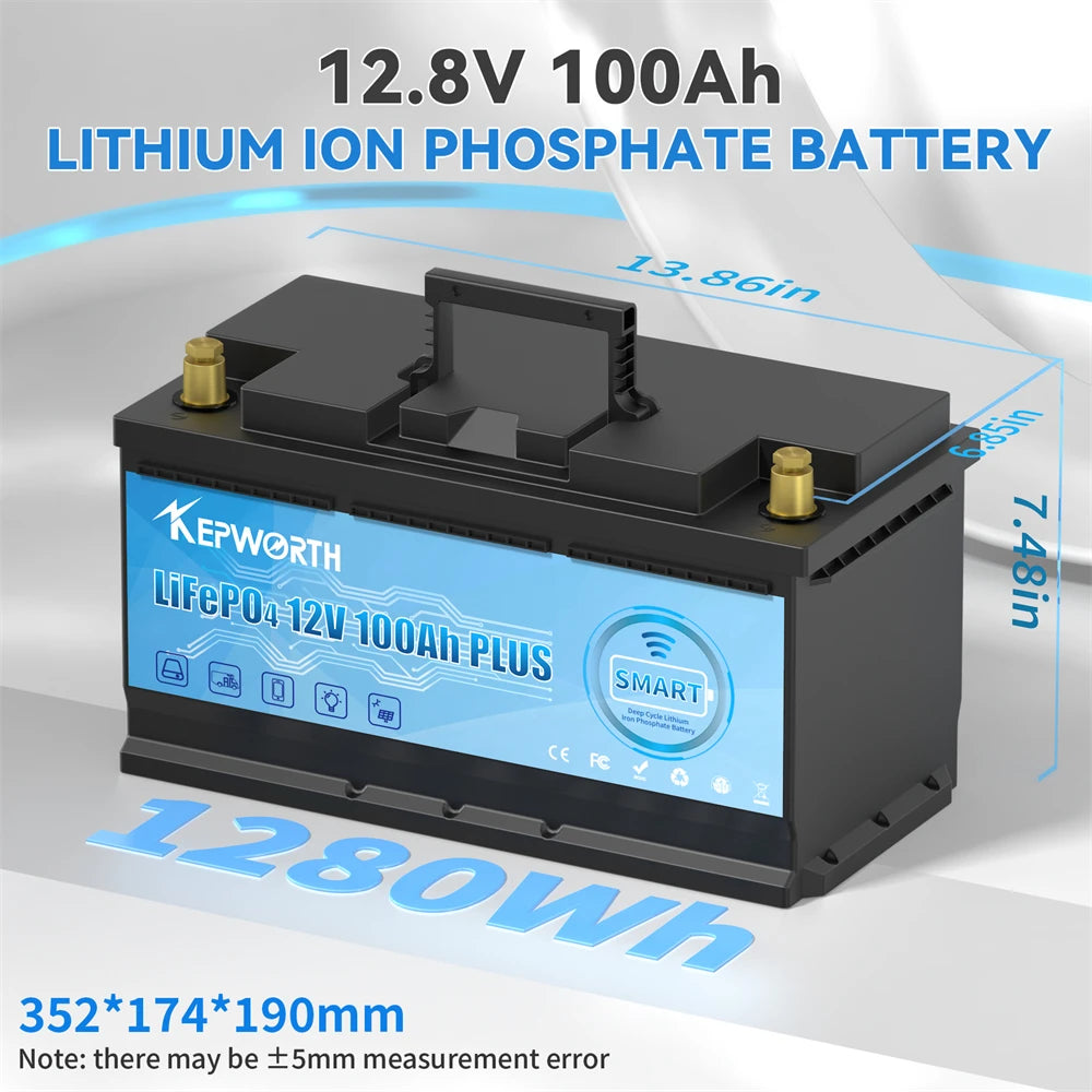 KEPWORTH 12V 100Ah LiFePO4 Battery Packs Grade A Cells Rechargeable For Outdoor / Home Storage