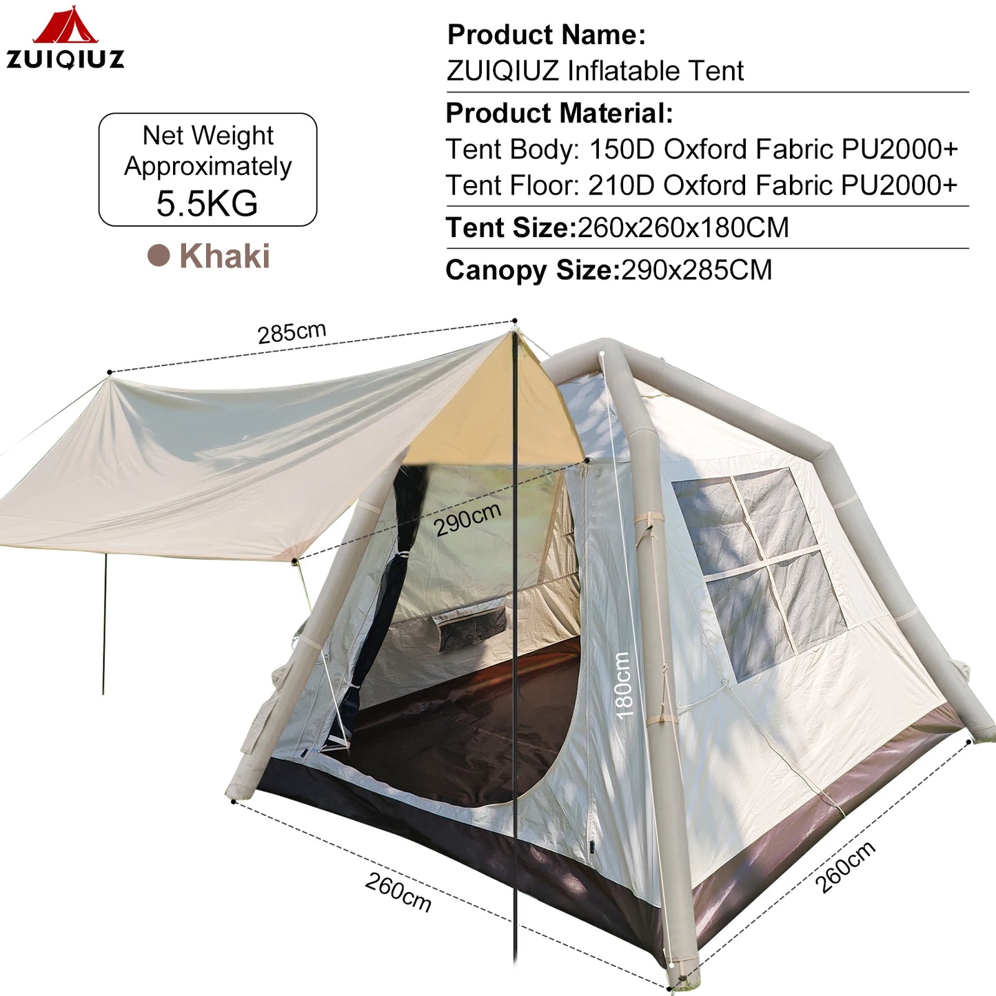 Inflatable Camping Tent, 3-6 Person