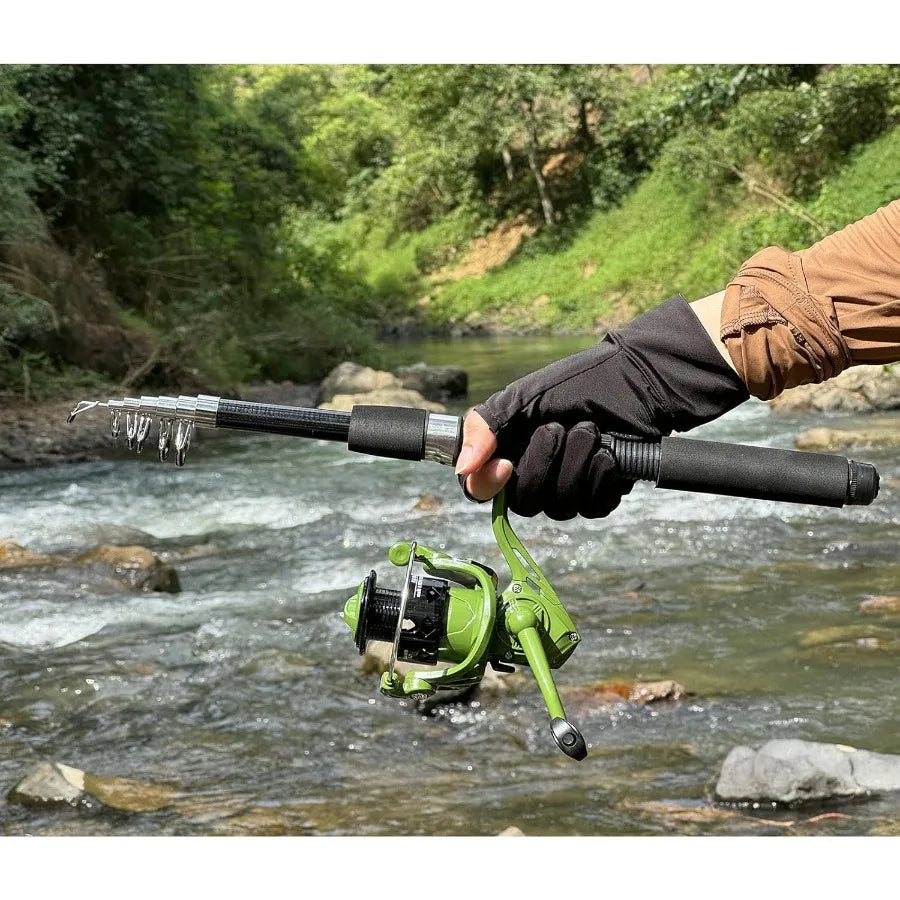 2PACK Fishing Pole Combo with Telescopic Design for Easy Travel
