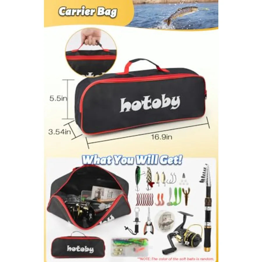 Fishing Pole Combo Set 6.89 ft Carbon Fiber Telescopic Fishing Rod and Reel Combo