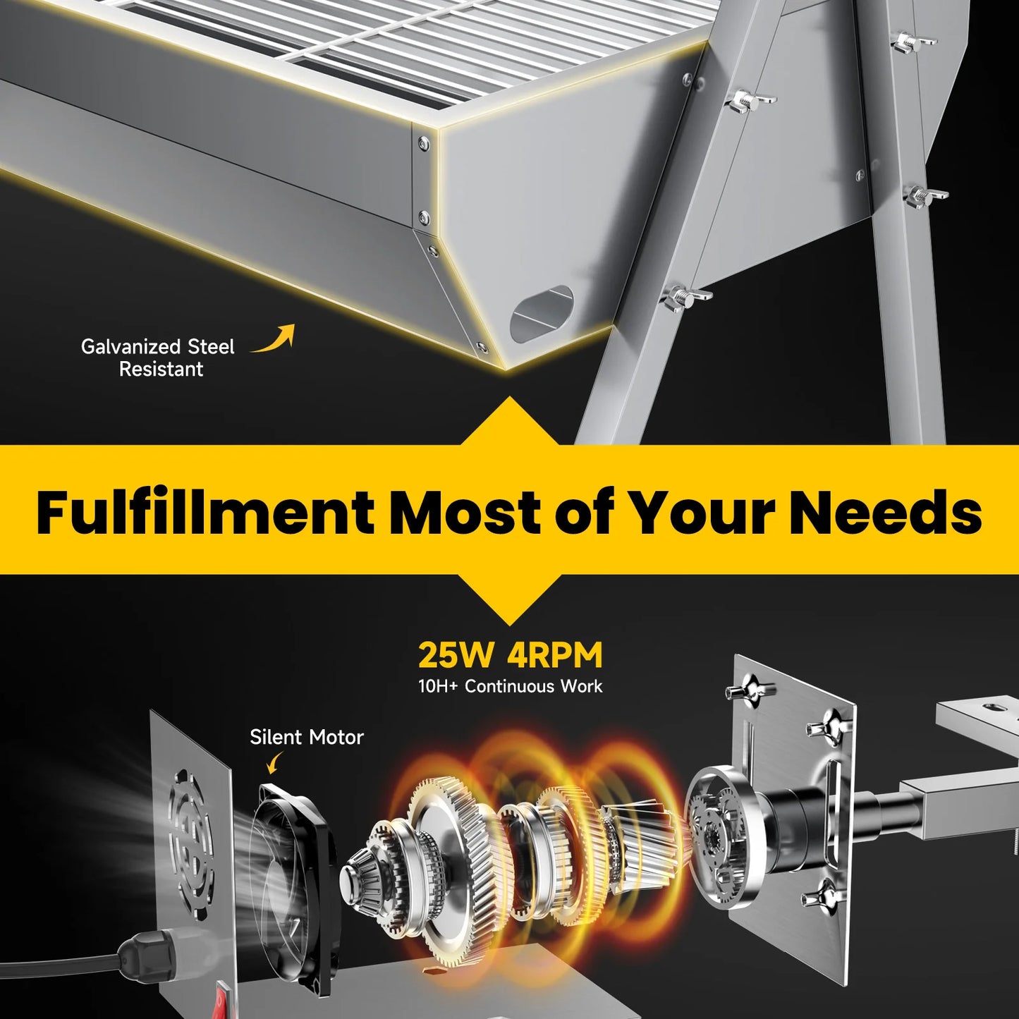 Outdoor Rotisserie Grill Roaster 41 Inch BBQ