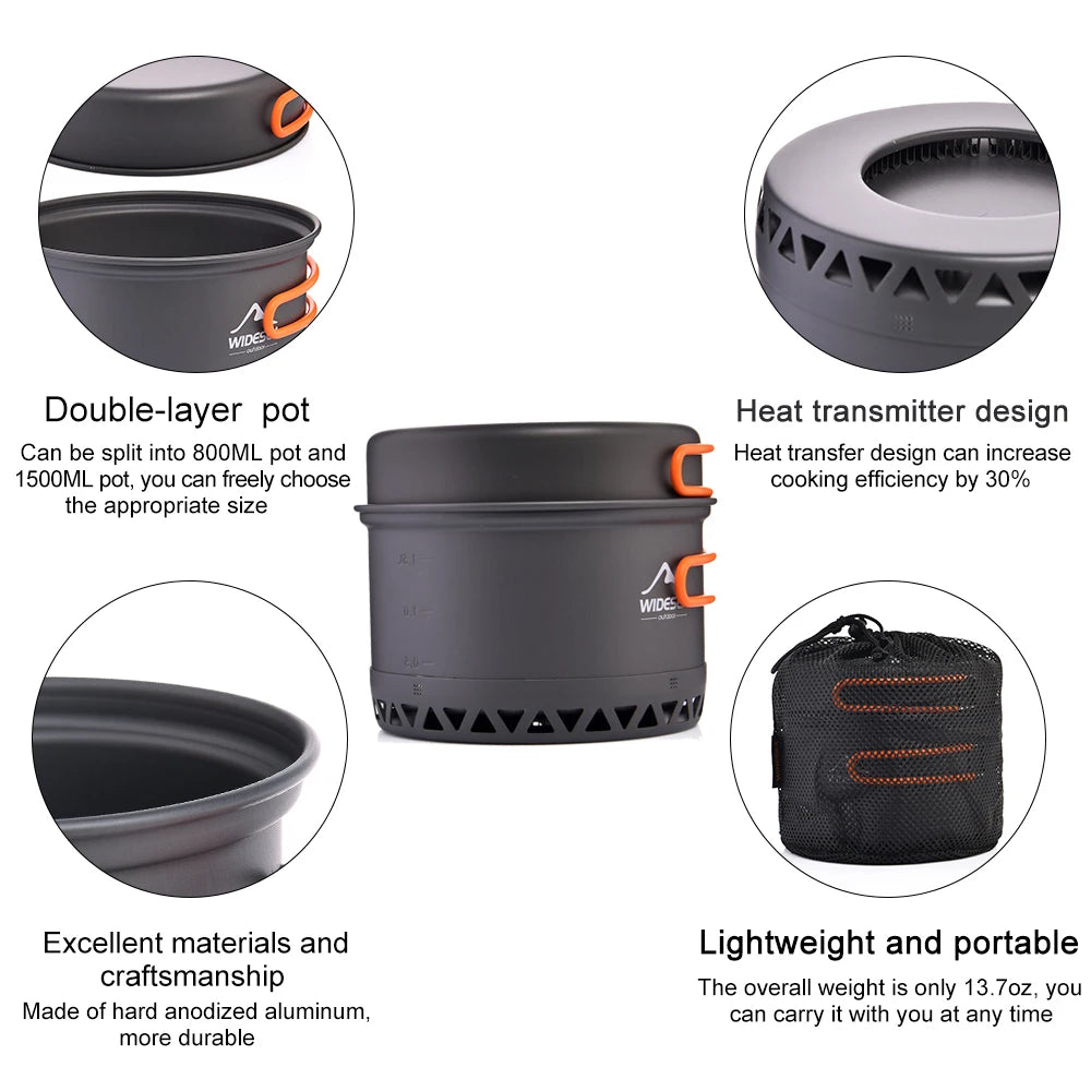 Camping 1.3L 2.3L Cookware, Outdoor Cooking Set