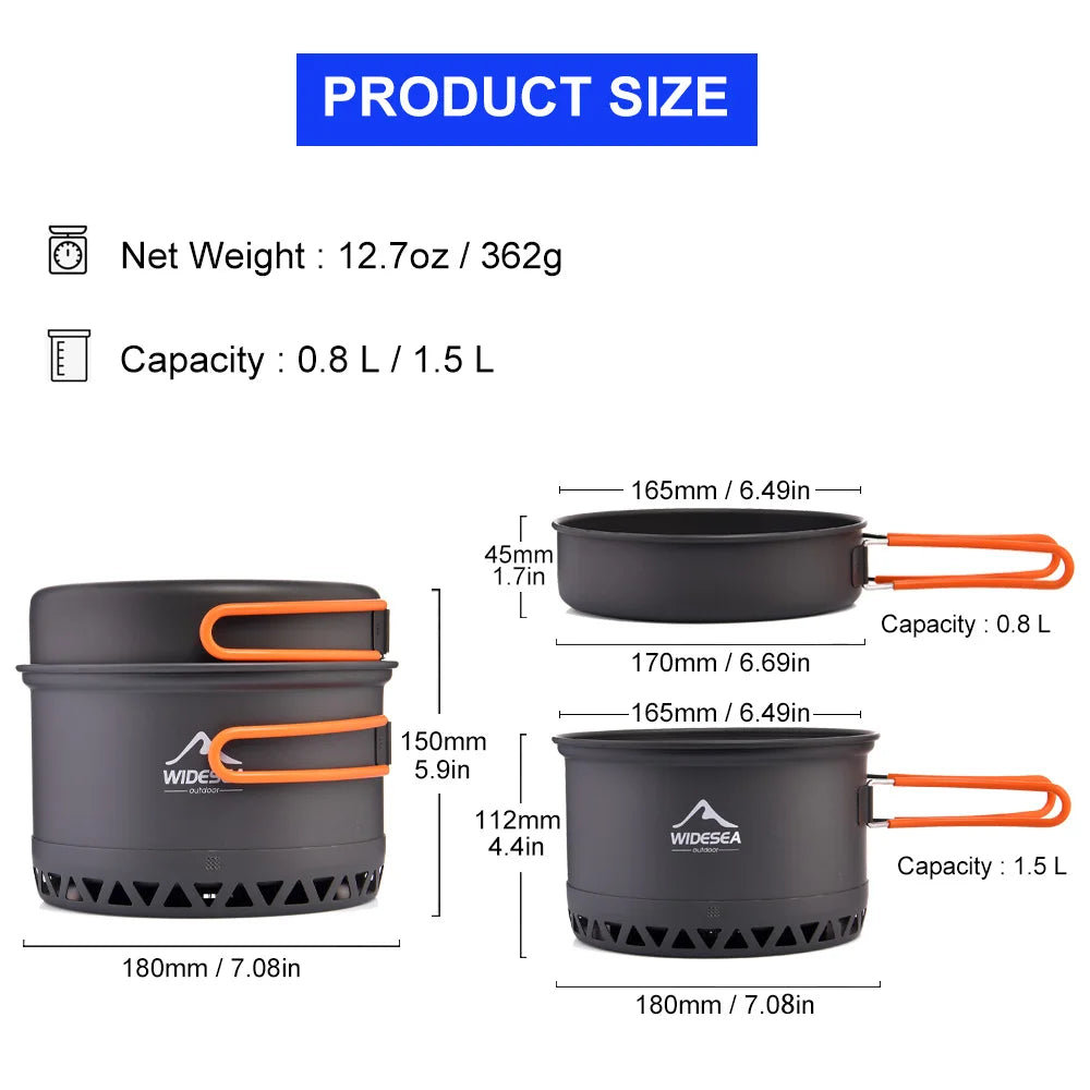Camping 1.3L 2.3L Cookware, Outdoor Cooking Set