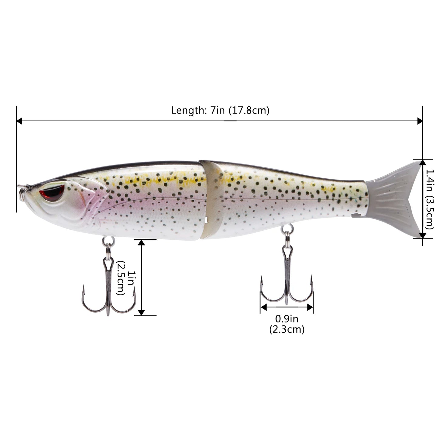 Bassdash Swimbaits Minnow Fishing Lure, 7in/2.2oz 4.5in/0.65oz