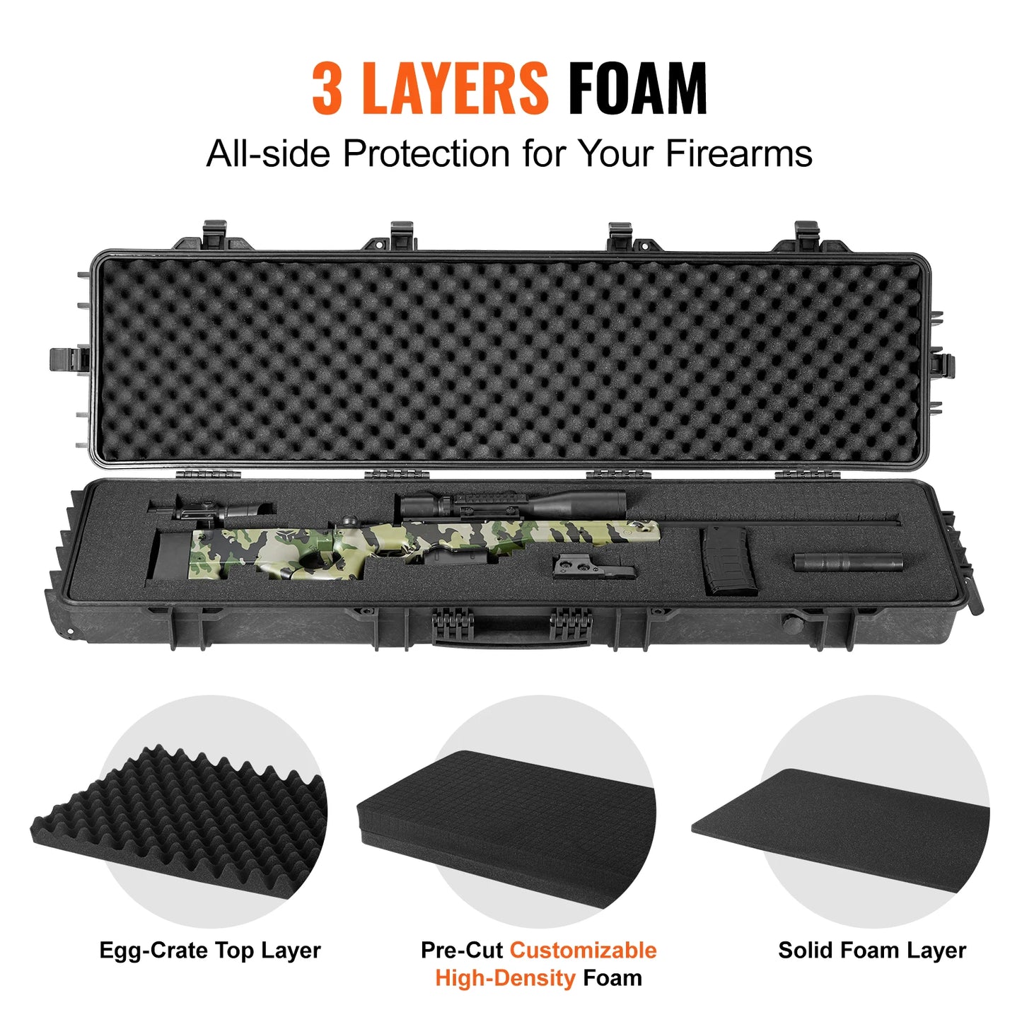 Rifle Hard Case Portable Long Gun Storage Hard Suitcase