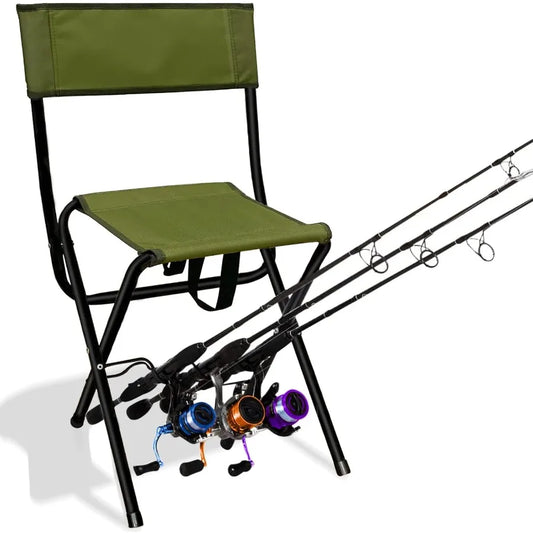 Compact and Portable Folding Fishing Chair with Integrated Rod Holder