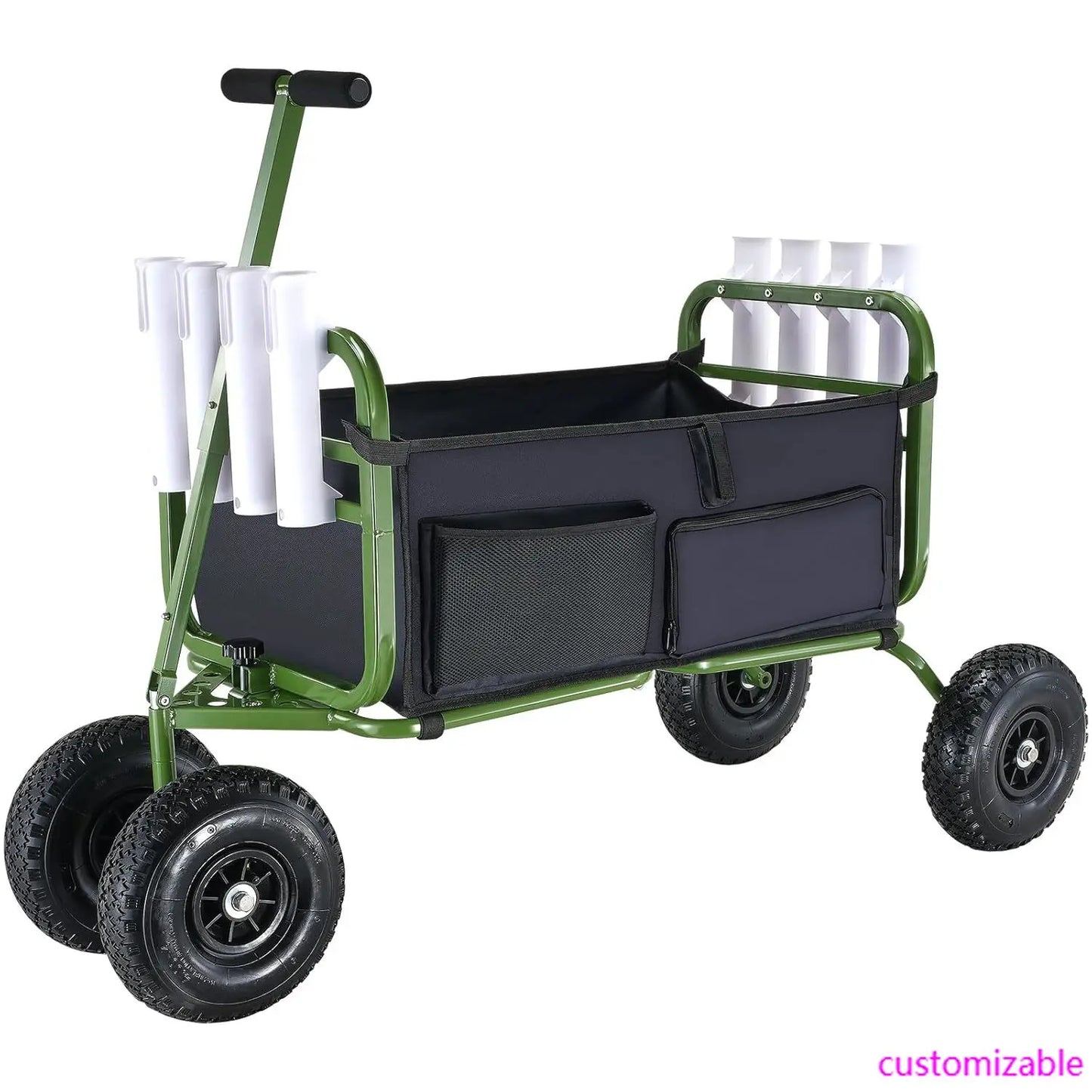 Fishing Cart, 300 lbs Load Capacity, Foldable Fish and Marine Cart, Four 11" Big Wheels