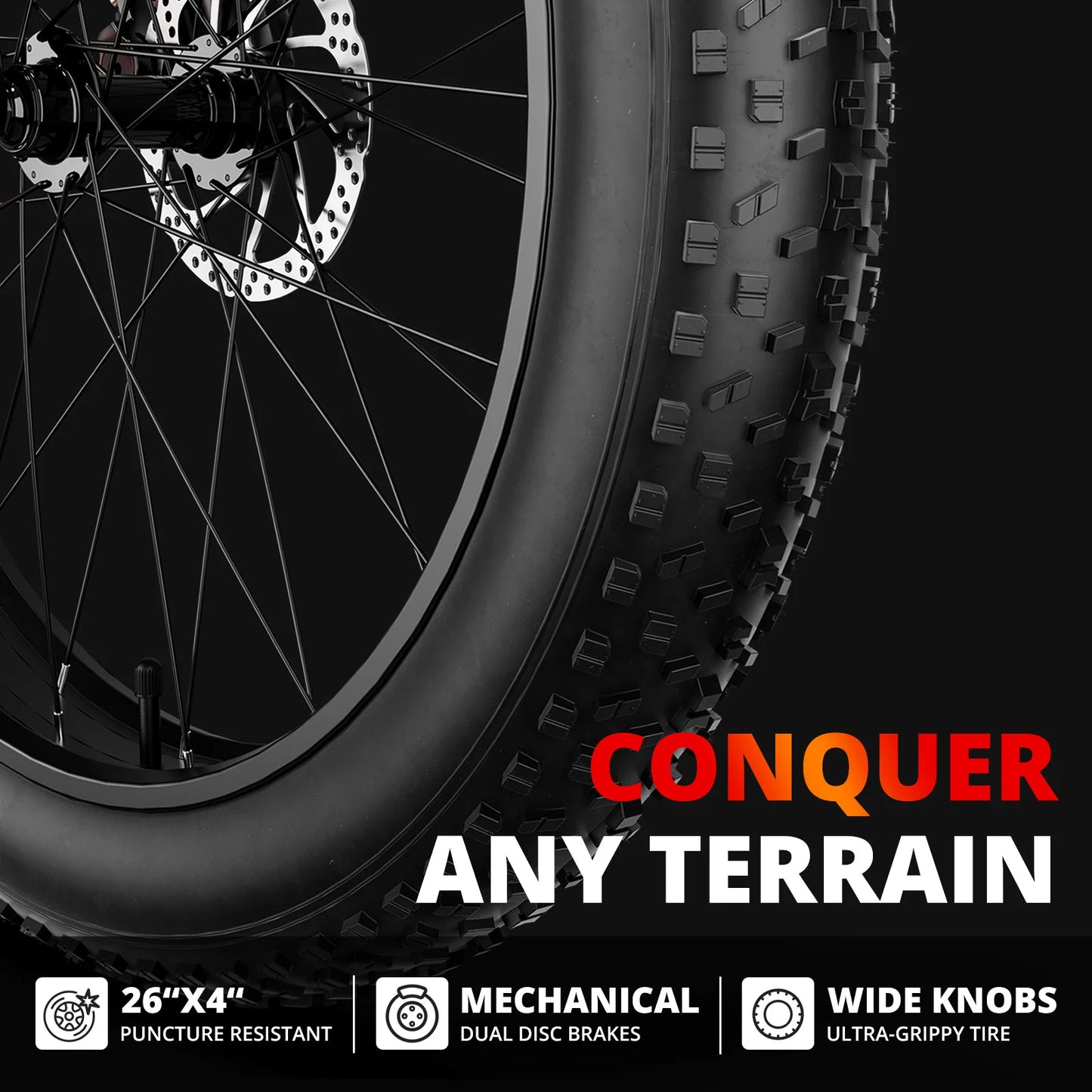 Electric Bike EB26 Adults Electric Bicycle 1500W 48V 15AH e bike 26" Fat Tire Mountain Bike 31mph