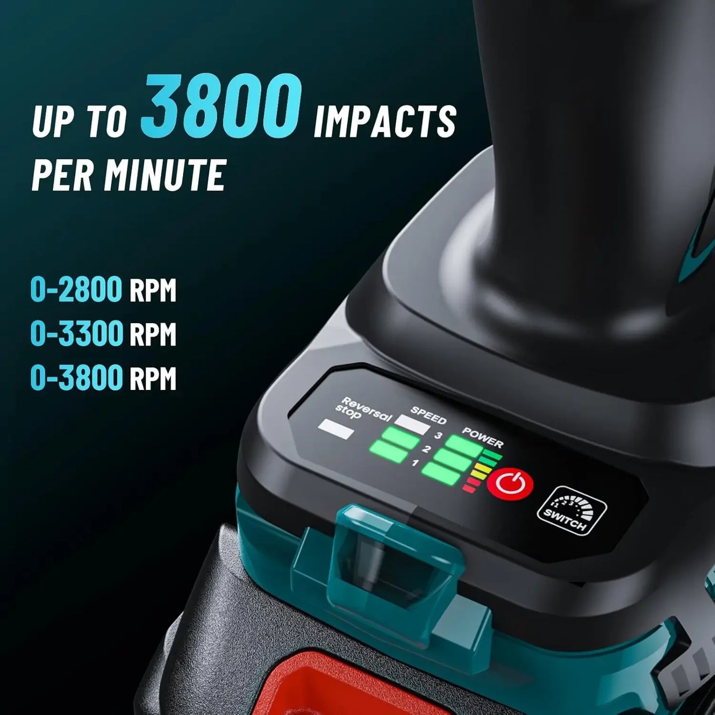 WH1000 Cordless Impact Wrench 1180Ft-lbs High Torque Impact Wrench