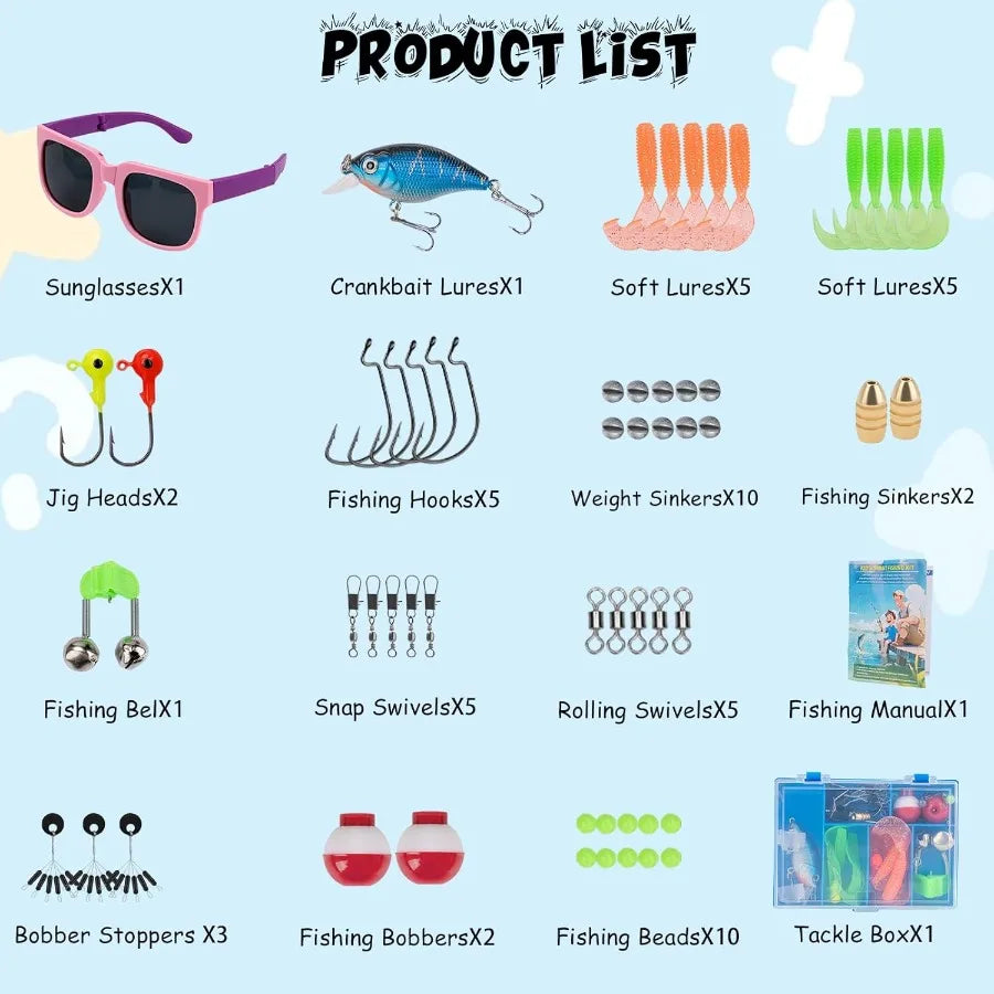 Telescopic Fishing Rod and Reel Combo Set with Lures Tackle Box Foldable Stool and Portable Bag