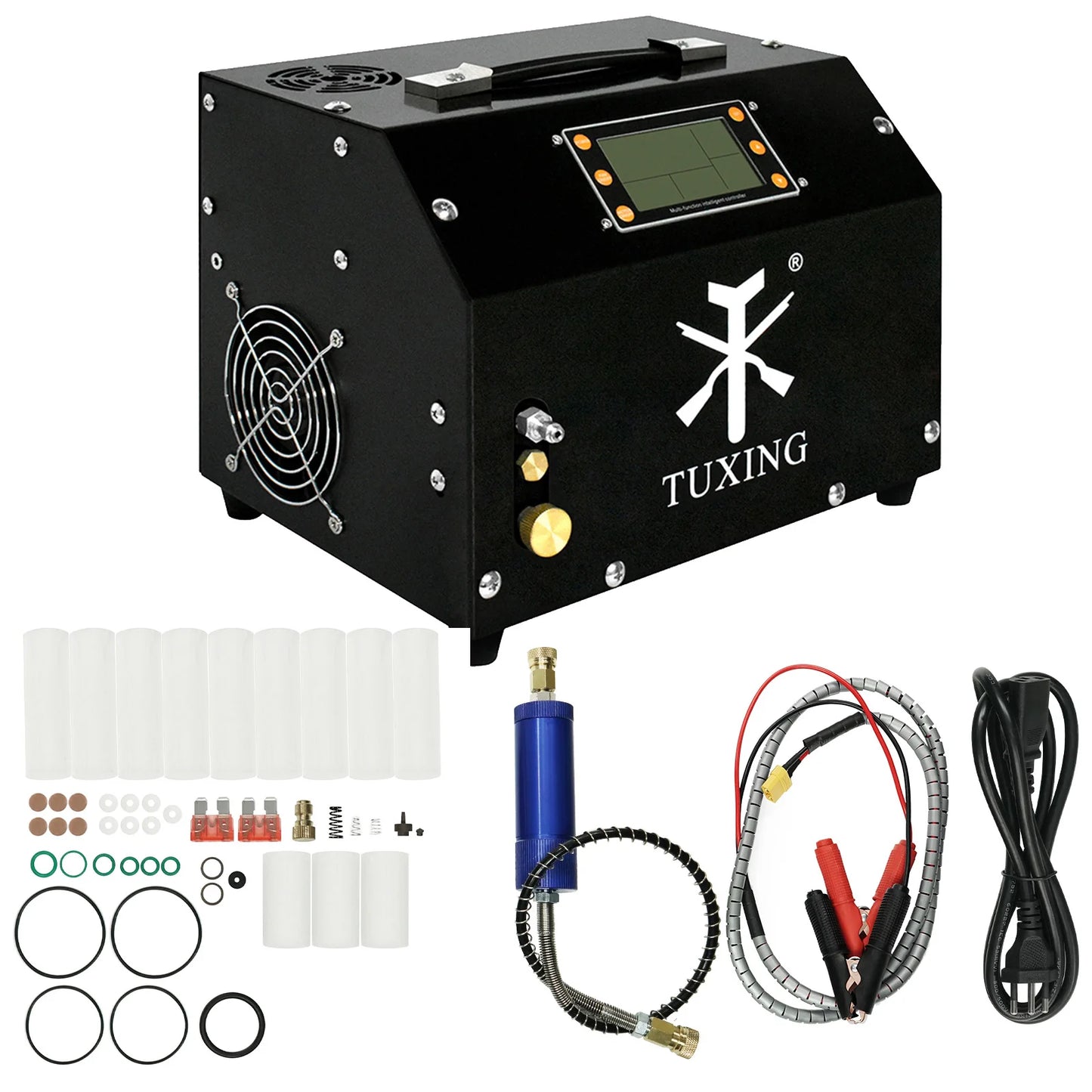 TUXING TXET063 300Bar High Pressure PCP Air Compressor Built-in power supply with LCD Display Digital Control System for Airgun