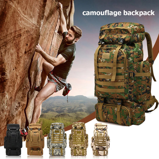 80L Tactical Backpack, Outdoor Military Rucksacks, Camping/Fishing/Hunting Knapsack