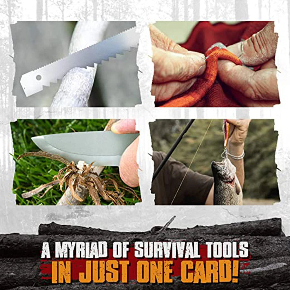 Outdoor EDC Survival Fishing Hook Card, Metal Multifunctional Tool Card