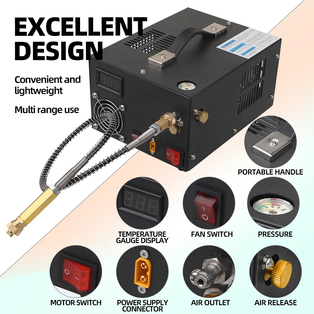 4500psi 12v Pcp Compressor 110 220V Transformer 4500psi Pneumatic Airgun Rifle Inflator