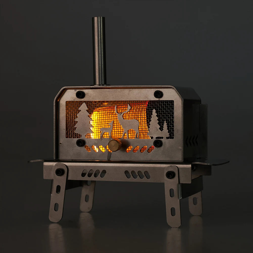 Outdoor Firewood Stove with Chimney, Wood Burning Stove Stainless Steel
