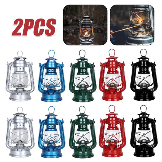 Retro Fuel Camping Lanterns, Portable Hurricane Table Lamps