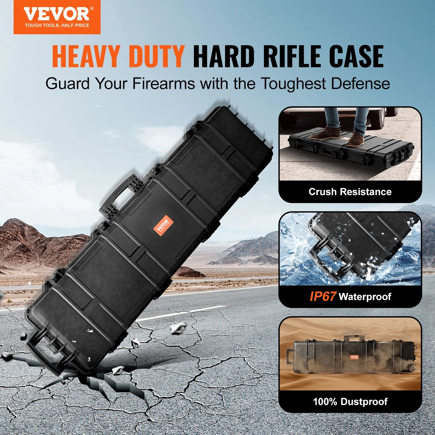 Rifle Hard Case Portable Long Gun Storage Hard Suitcase