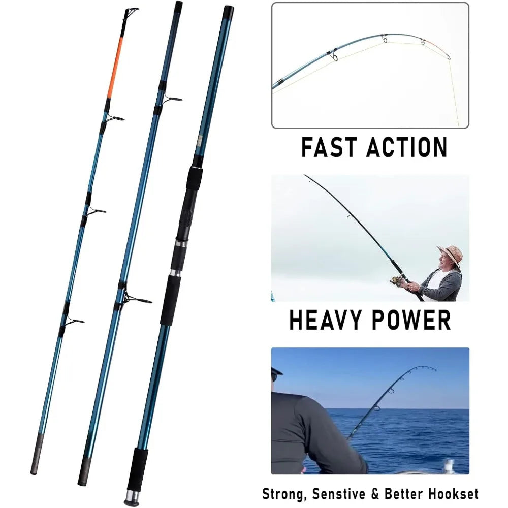 Surf rod and reel combination, saltwater fishing combination