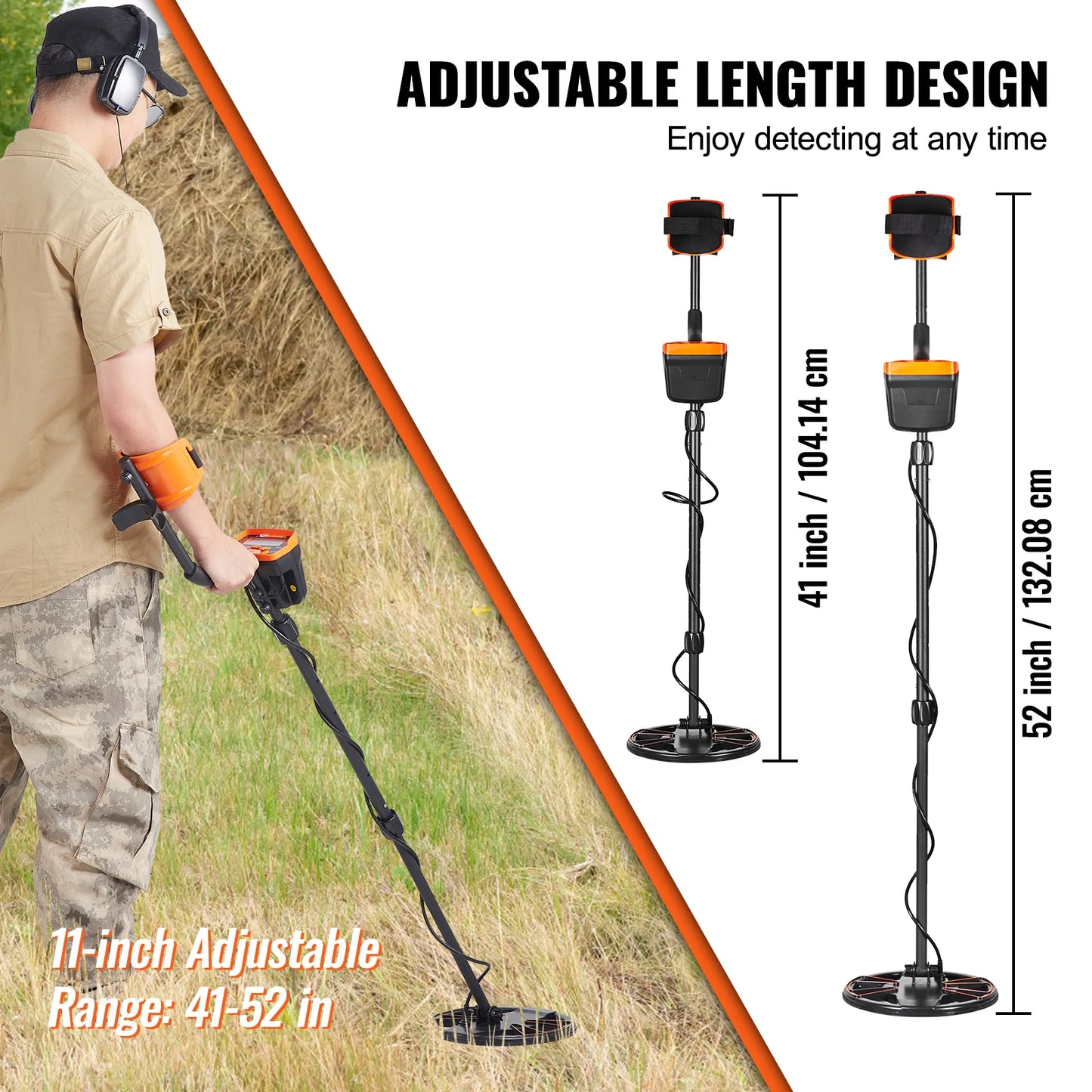 Metal Detector for Adults & Kids 10 Inch Waterproof Search Coil with LCD Display