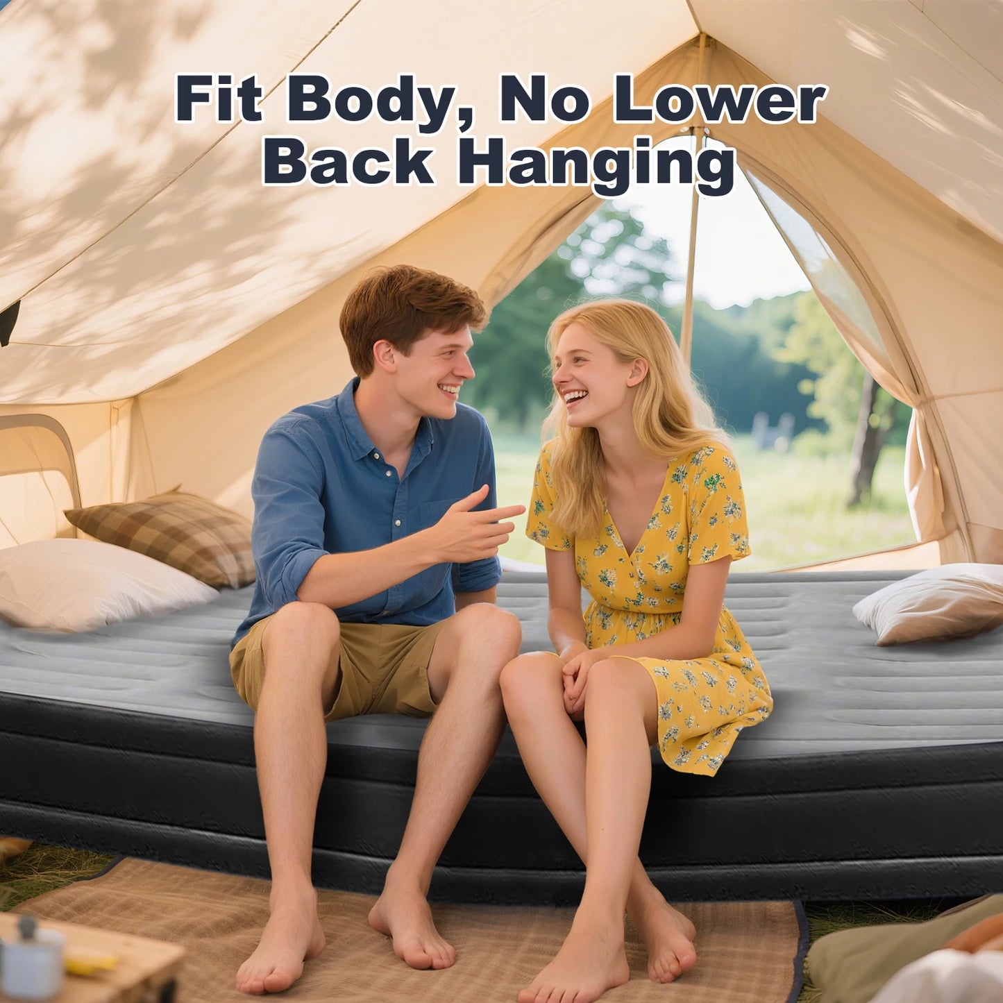 Foldable Inflatable Mattress Antileak Thicken Sleeping Bed Mat Soft Flocked