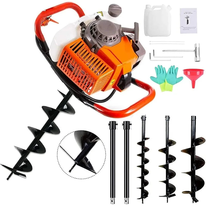 2 Extension Rods + 3 Auger Drill Bits (4" 8" & 12") for ice fishing