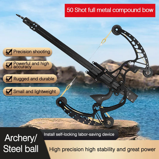 High Precision 50-Shot Full Metal Compound Bow, Steel Ball/Arrow with Sight