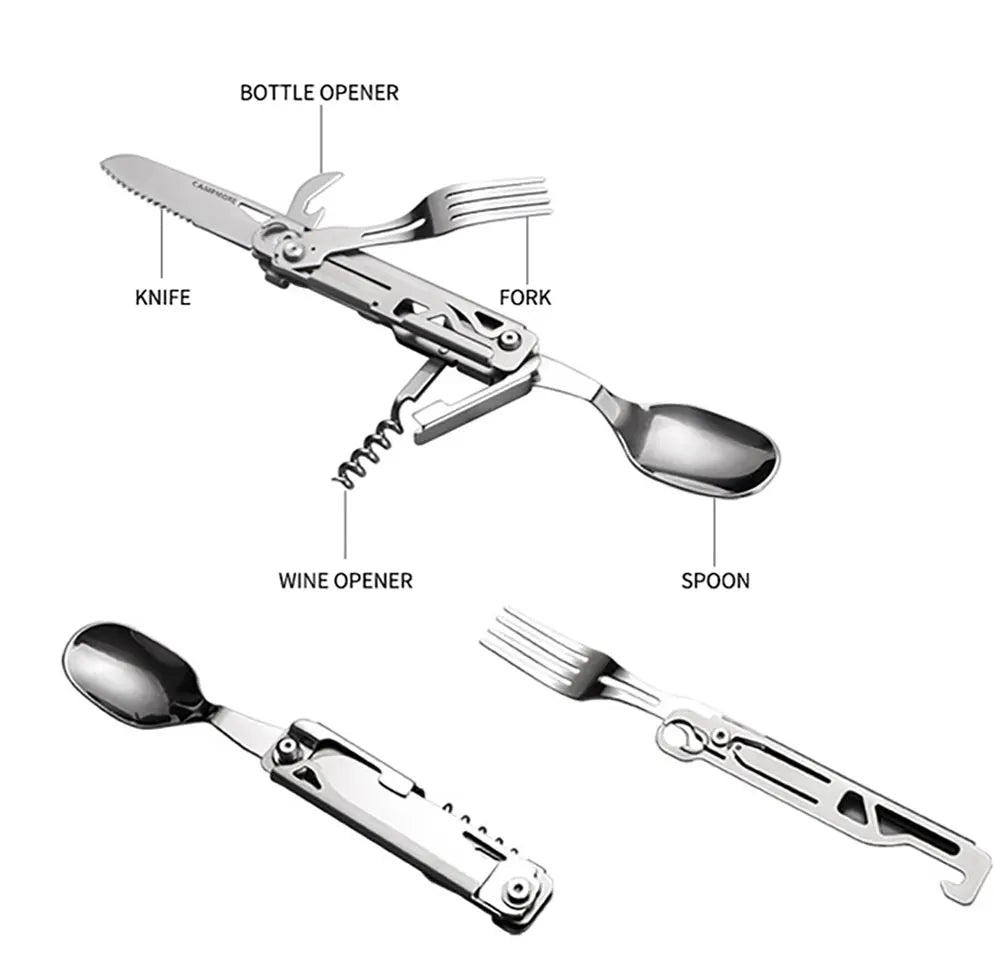 Outdoor Tableware Multi-function Portable Knife, Fork, Spoon, Bottle Opener
