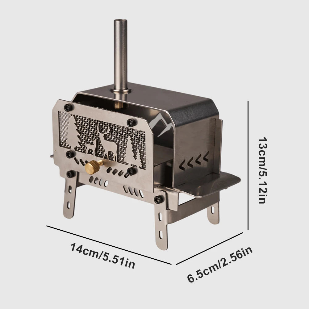 Outdoor Firewood Stove with Chimney, Wood Burning Stove Stainless Steel