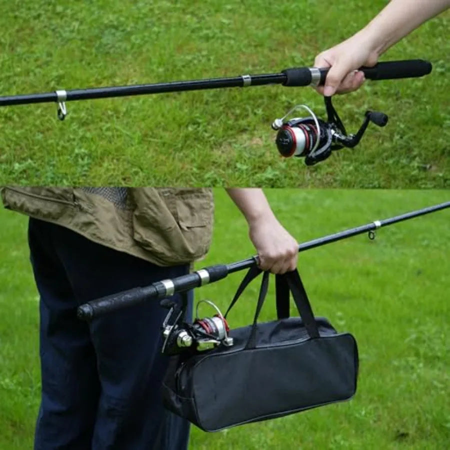 Fishing Pole Combo Set 2.1m (6.89ft) with 145pcs Fishing Accessories Kit Collapsible Rod and High Speed Spinning Reel