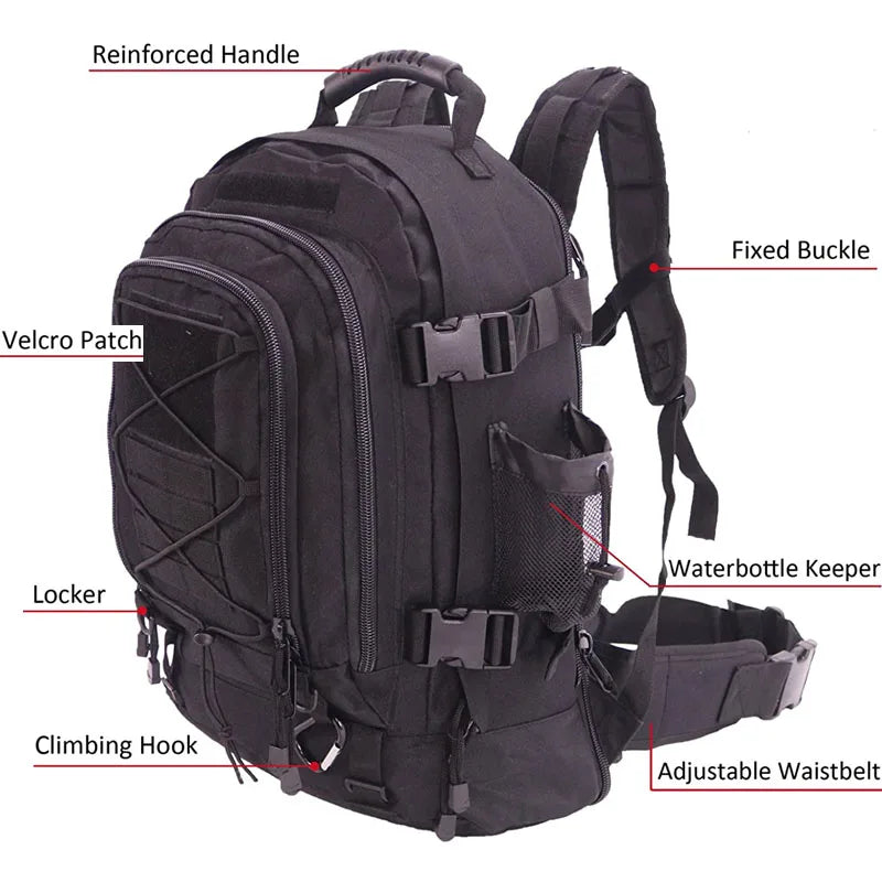 Military Tactical Backpack, Army Assault Rucksack, Outdoor Travel Hiking Rucksack