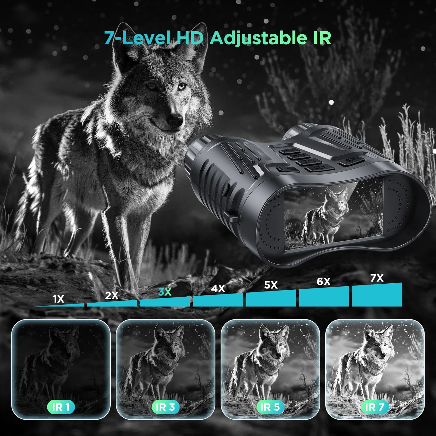Rechargeable Night Vision Telescope 4K UHD Infrared Telescope Camera Binocular Telescope 8X Zoom