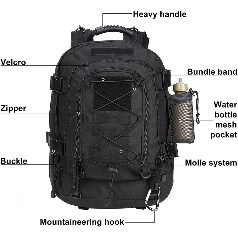 Military Tactical Backpack, Army Assault Rucksack, Outdoor Travel Hiking Rucksack