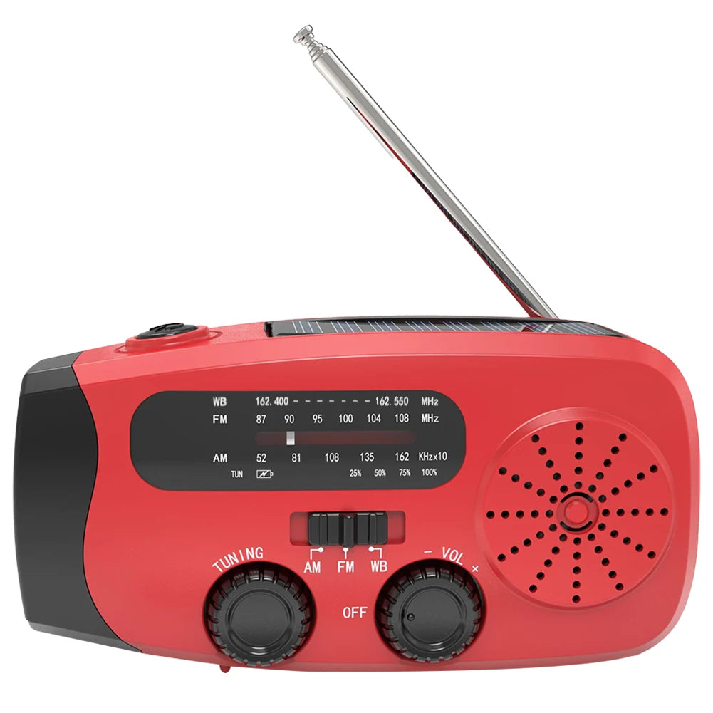 Portable Phone Charger with LED Lights Solar Hand Crank Radio