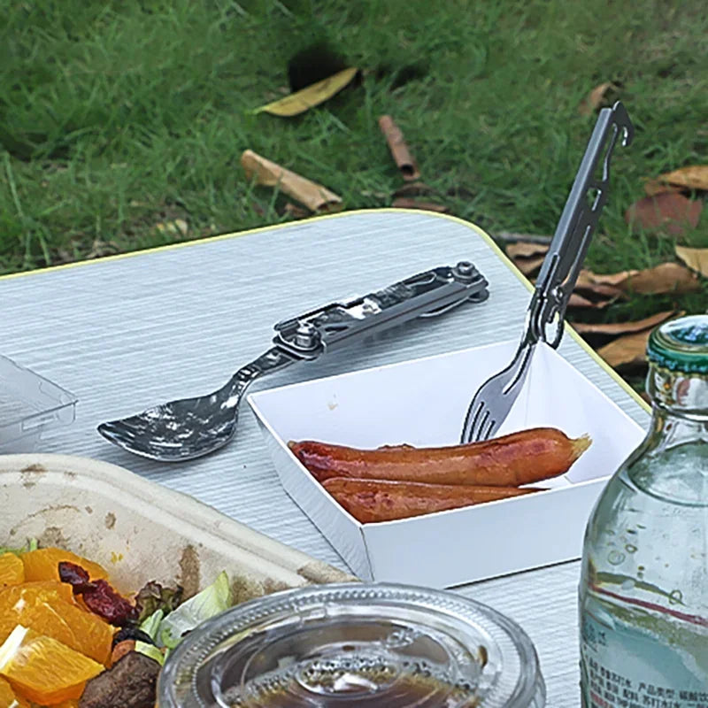 Outdoor Tableware Multi-function Portable Knife, Fork, Spoon, Bottle Opener