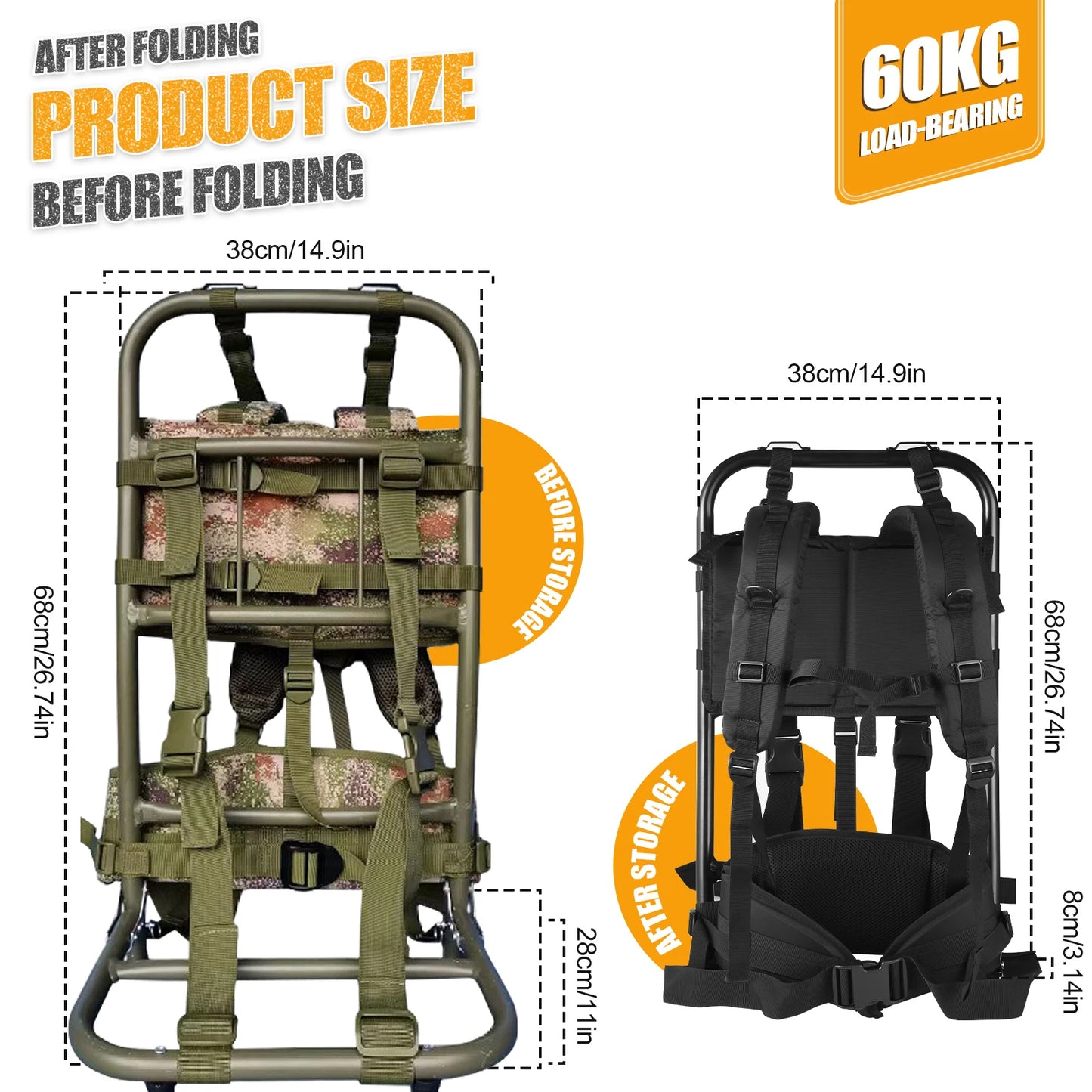Camping Backpack External Frame, Heavy Carrying Backpack Frame
