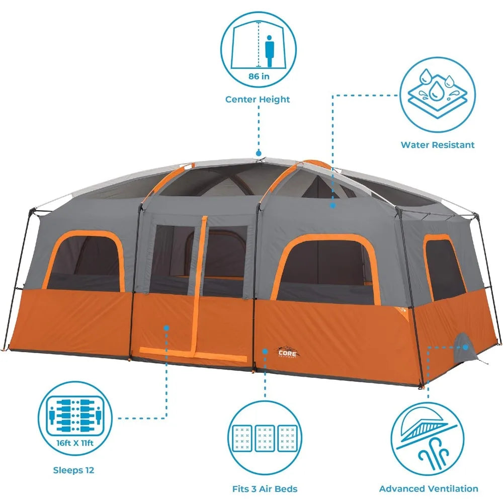 Tent for Family Camping  10 Person / 11 Person / 12 Person, Large Multi Room