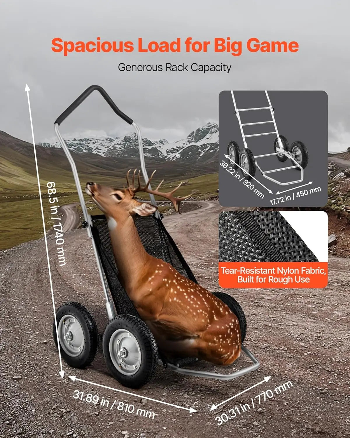Game Carts for Hunting, 500LBS Deer Cart Game Hauler