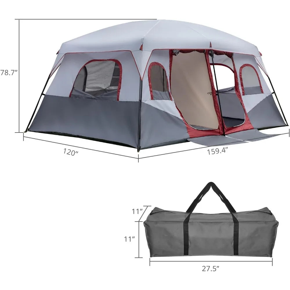 8/10 Person Camping Tent, Large 2 Room Family Tent