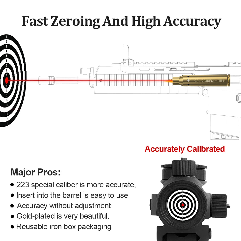 223REM Optics Cartridge Red Dot Laser Brass Boresighter