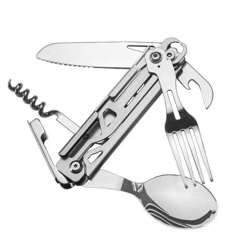Outdoor Tableware Multi-function Portable Knife, Fork, Spoon, Bottle Opener