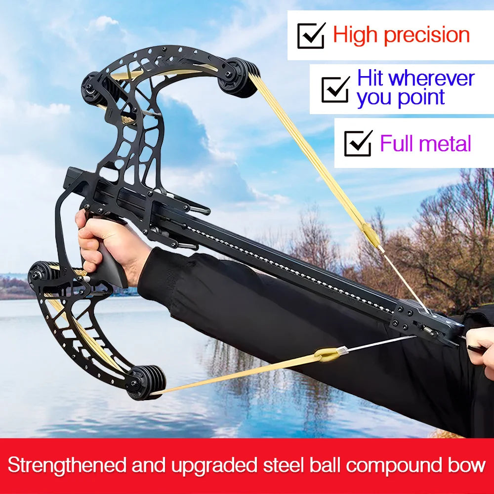 High Precision 50-Shot Full Metal Compound Bow, Steel Ball/Arrow with Sight