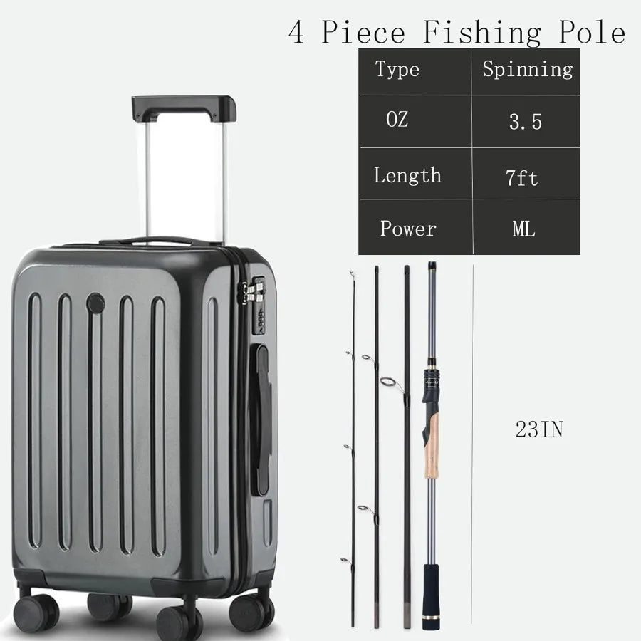 4Piece Carbon Fiber Spinning Rod and Reel Combo for Travel Fishing 7ft Lightweight with Carry Bag