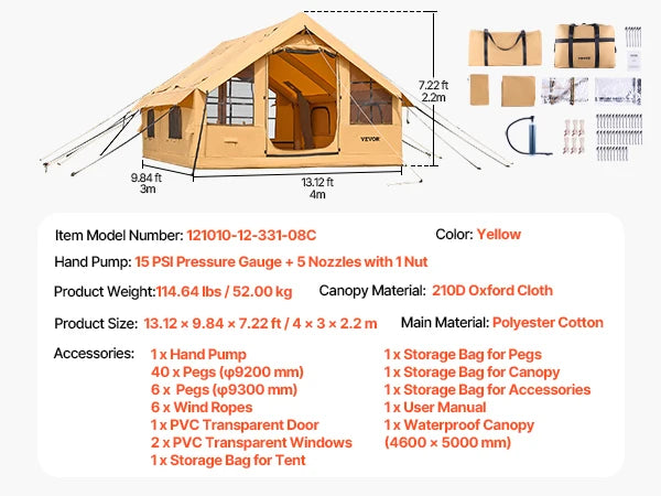 SucceBuy Inflatable Tents for Camping, Easy Setup Blow up Tent