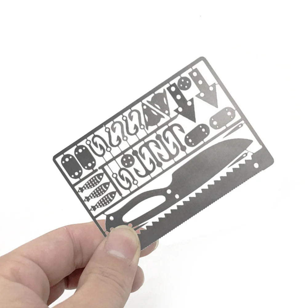 Outdoor EDC Survival Fishing Hook Card, Metal Multifunctional Tool Card