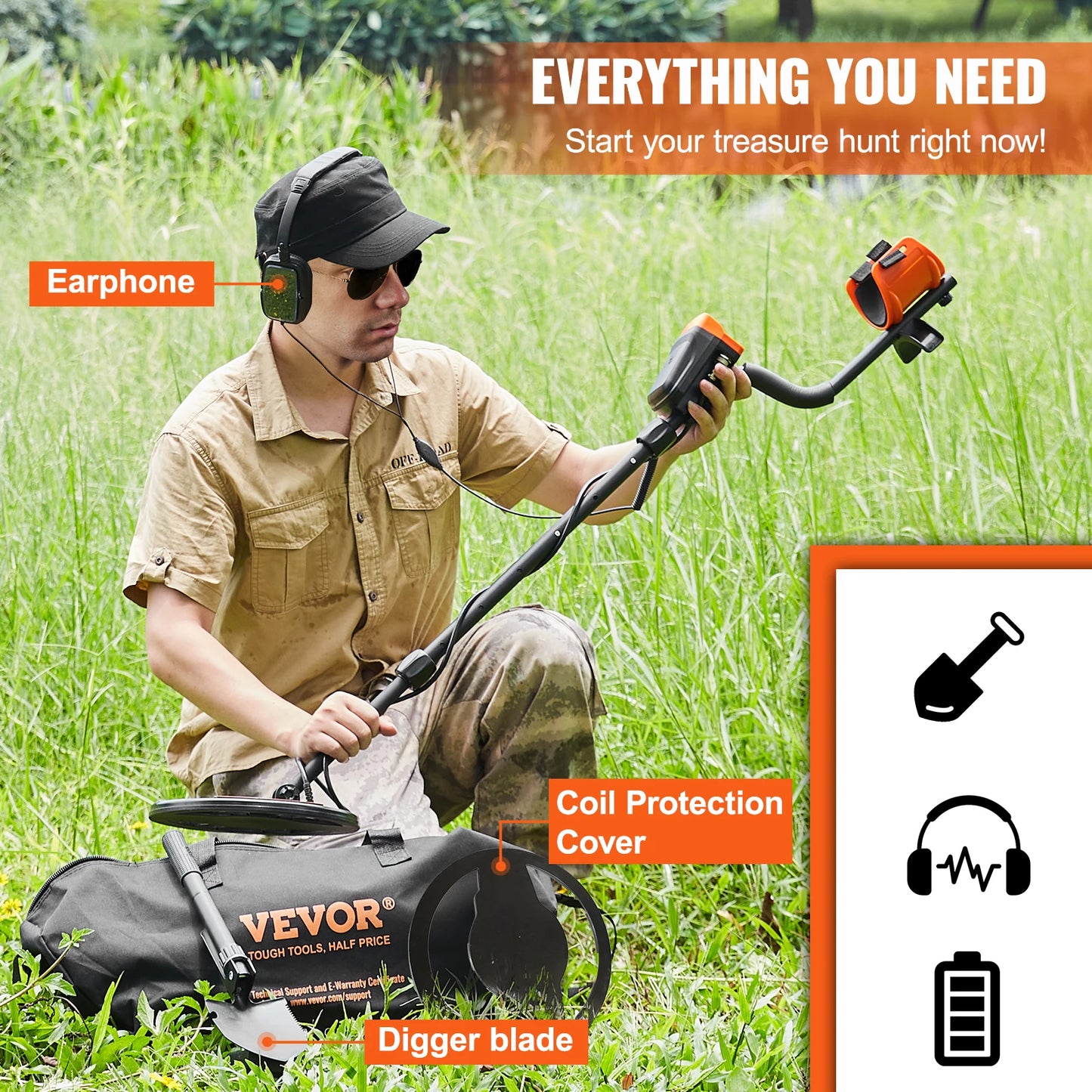 Metal Detector for Adults & Kids 10 Inch Waterproof Search Coil with LCD Display