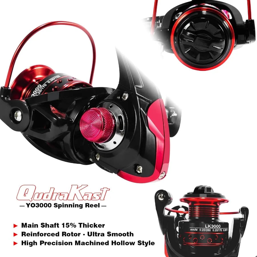 Fishing Rod and Reel Combos with Unique XWarping Painting Design, Carbon Fiber Telescopic Fishing Rod with Reel Combo Kit