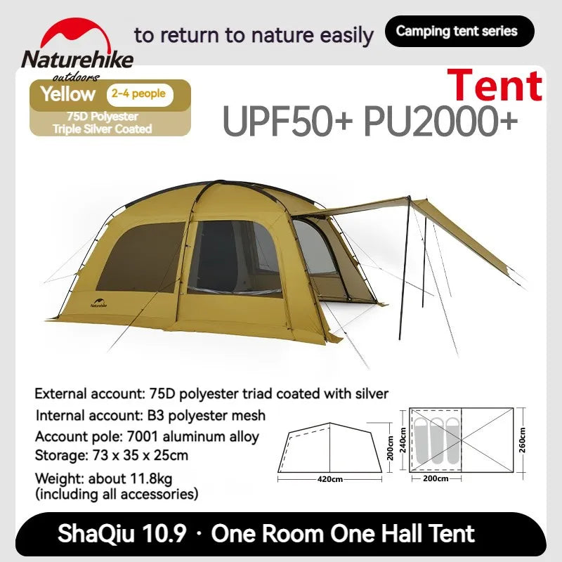 Naturehike Dunes Camping Tent, 6 People, 4 Seasons, Extended Canopy